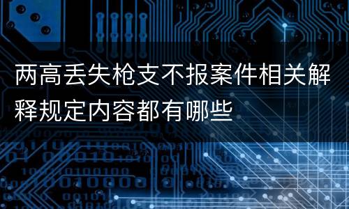 两高丢失枪支不报案件相关解释规定内容都有哪些