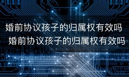婚前协议孩子的归属权有效吗 婚前协议孩子的归属权有效吗