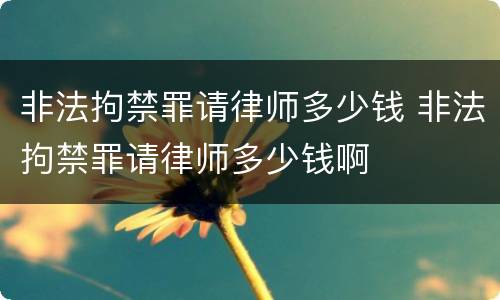 非法拘禁罪请律师多少钱 非法拘禁罪请律师多少钱啊