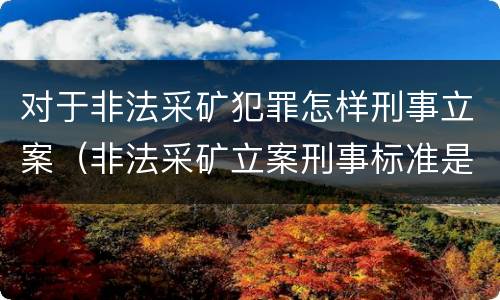 对于非法采矿犯罪怎样刑事立案（非法采矿立案刑事标准是什么）