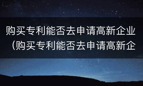 购买专利能否去申请高新企业（购买专利能否去申请高新企业证书）