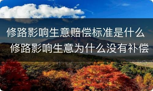 修路影响生意赔偿标准是什么 修路影响生意为什么没有补偿
