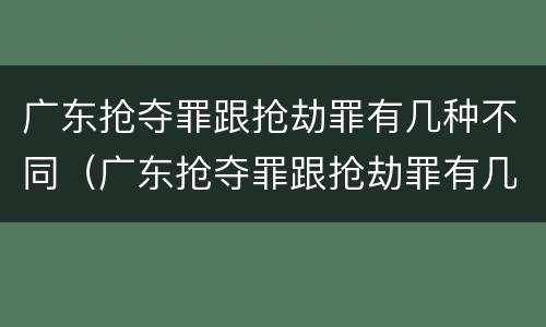 广东抢夺罪跟抢劫罪有几种不同（广东抢夺罪跟抢劫罪有几种不同处罚）