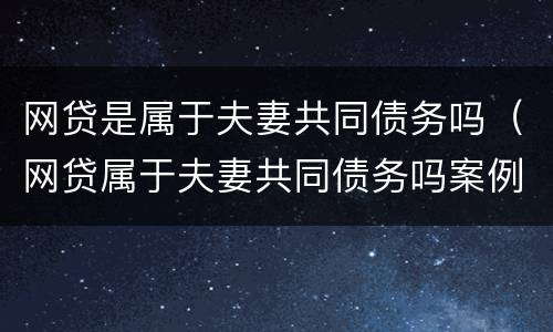 网贷是属于夫妻共同债务吗（网贷属于夫妻共同债务吗案例）