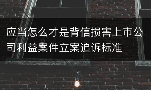 应当怎么才是背信损害上市公司利益案件立案追诉标准