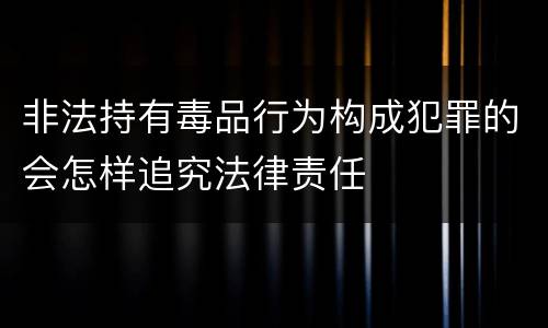 非法持有毒品行为构成犯罪的会怎样追究法律责任