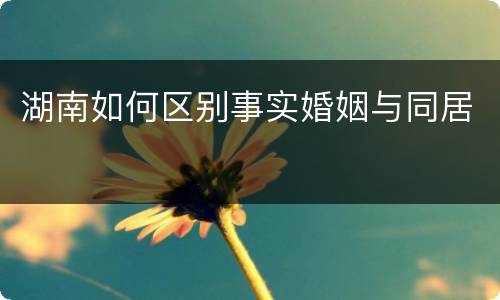 湖南如何区别事实婚姻与同居