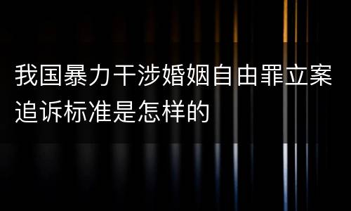 我国暴力干涉婚姻自由罪立案追诉标准是怎样的