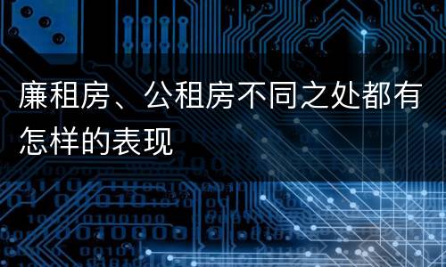 廉租房、公租房不同之处都有怎样的表现