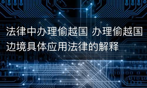 法律中办理偷越国 办理偷越国边境具体应用法律的解释