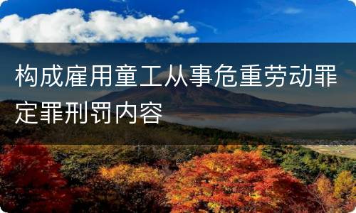构成雇用童工从事危重劳动罪定罪刑罚内容
