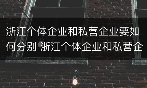 浙江个体企业和私营企业要如何分别 浙江个体企业和私营企业要如何分别注册