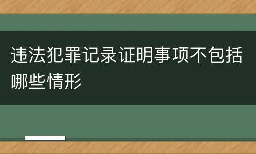 违法犯罪记录证明事项不包括哪些情形