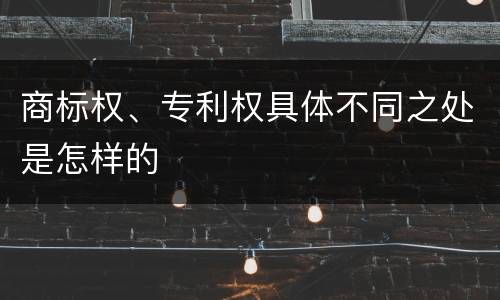 商标权、专利权具体不同之处是怎样的