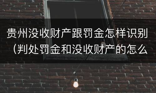 贵州没收财产跟罚金怎样识别（判处罚金和没收财产的怎么执行）