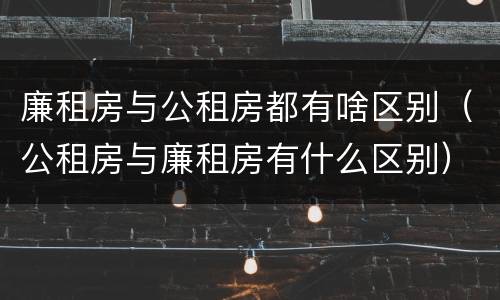 廉租房与公租房都有啥区别（公租房与廉租房有什么区别）