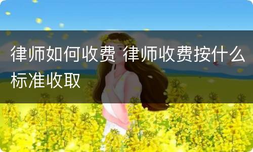 律师如何收费 律师收费按什么标准收取