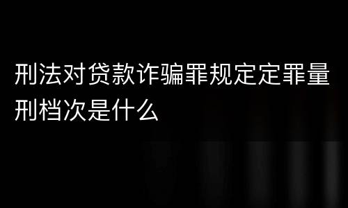 刑法对贷款诈骗罪规定定罪量刑档次是什么