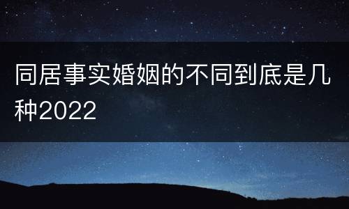 同居事实婚姻的不同到底是几种2022