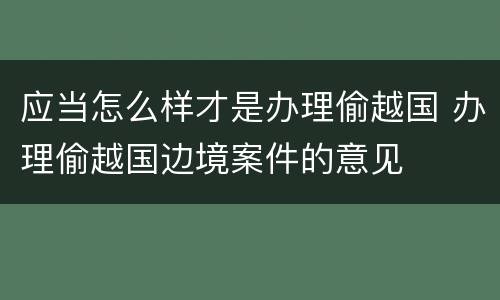 应当怎么样才是办理偷越国 办理偷越国边境案件的意见