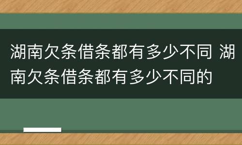 湖南欠条借条都有多少不同 湖南欠条借条都有多少不同的