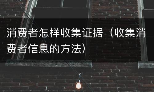 消费者怎样收集证据（收集消费者信息的方法）