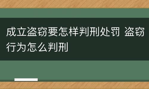 成立盗窃要怎样判刑处罚 盗窃行为怎么判刑