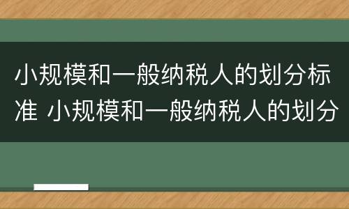 小规模和一般纳税人的划分标准 小规模和一般纳税人的划分标准是