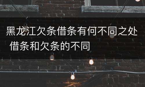 黑龙江欠条借条有何不同之处 借条和欠条的不同
