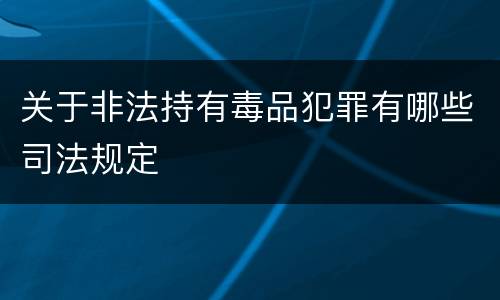 关于非法持有毒品犯罪有哪些司法规定