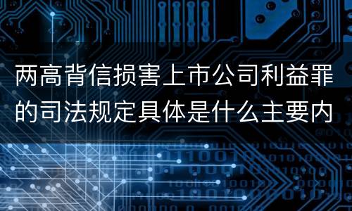 两高背信损害上市公司利益罪的司法规定具体是什么主要内容