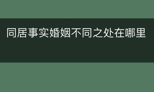 同居事实婚姻不同之处在哪里