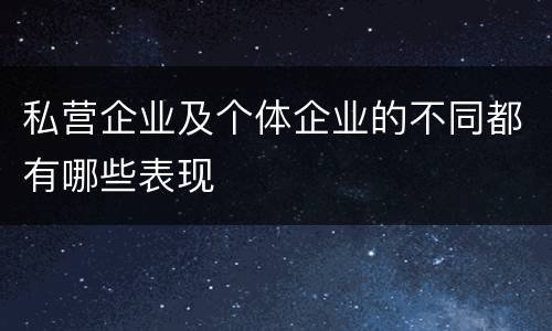 私营企业及个体企业的不同都有哪些表现
