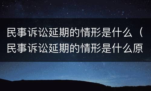 民事诉讼延期的情形是什么（民事诉讼延期的情形是什么原因）