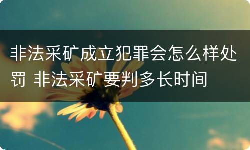 非法采矿成立犯罪会怎么样处罚 非法采矿要判多长时间