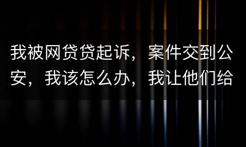 我被网贷贷起诉,案件交到公安,我该怎么办,我让他们给我的亲人道歉