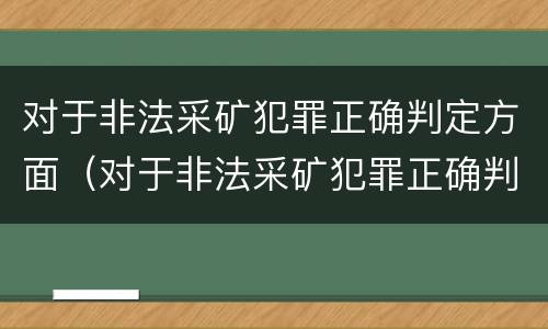 对于非法采矿犯罪正确判定方面（对于非法采矿犯罪正确判定方面的错误）