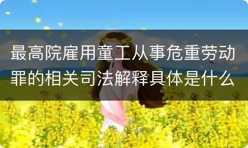 最高院雇用童工从事危重劳动罪的相关司法解释具体是什么重要内容