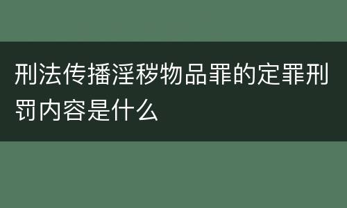 刑法传播淫秽物品罪的定罪刑罚内容是什么