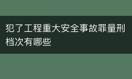 犯了工程重大安全事故罪量刑档次有哪些
