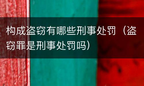 构成盗窃有哪些刑事处罚（盗窃罪是刑事处罚吗）