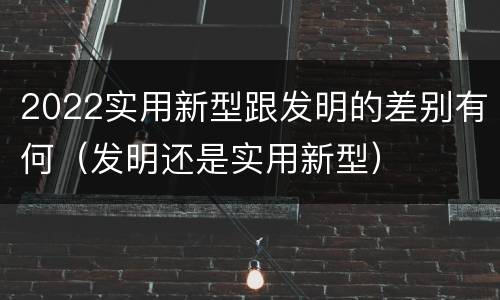 2022实用新型跟发明的差别有何（发明还是实用新型）