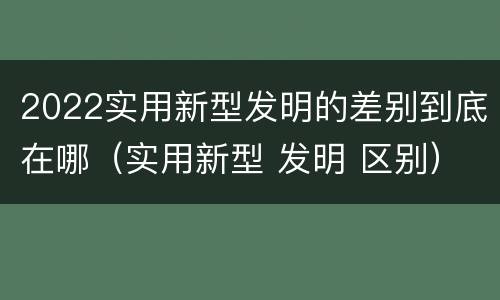 2022实用新型发明的差别到底在哪（实用新型 发明 区别）