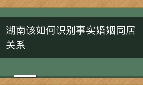 湖南该如何识别事实婚姻同居关系