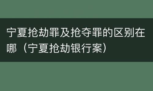 宁夏抢劫罪及抢夺罪的区别在哪（宁夏抢劫银行案）