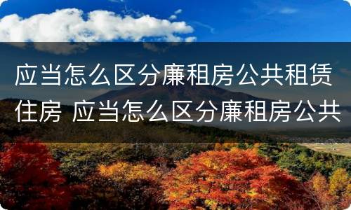 应当怎么区分廉租房公共租赁住房 应当怎么区分廉租房公共租赁住房