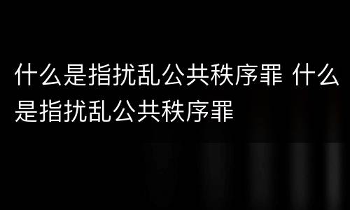 什么是指扰乱公共秩序罪 什么是指扰乱公共秩序罪