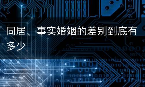 同居、事实婚姻的差别到底有多少