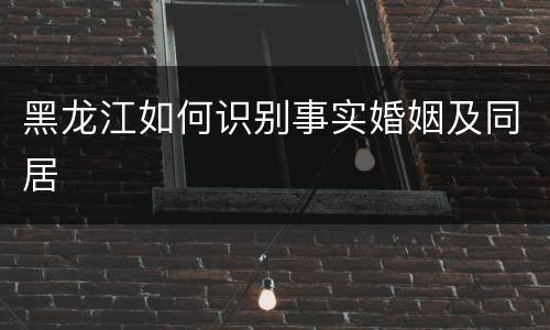 黑龙江如何识别事实婚姻及同居