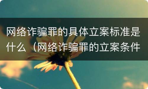 网络诈骗罪的具体立案标准是什么（网络诈骗罪的立案条件）